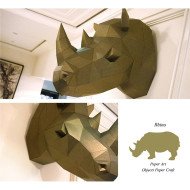 DIY animal shaped home decoration wall hanging 3D paper model paper sculpture RHINO